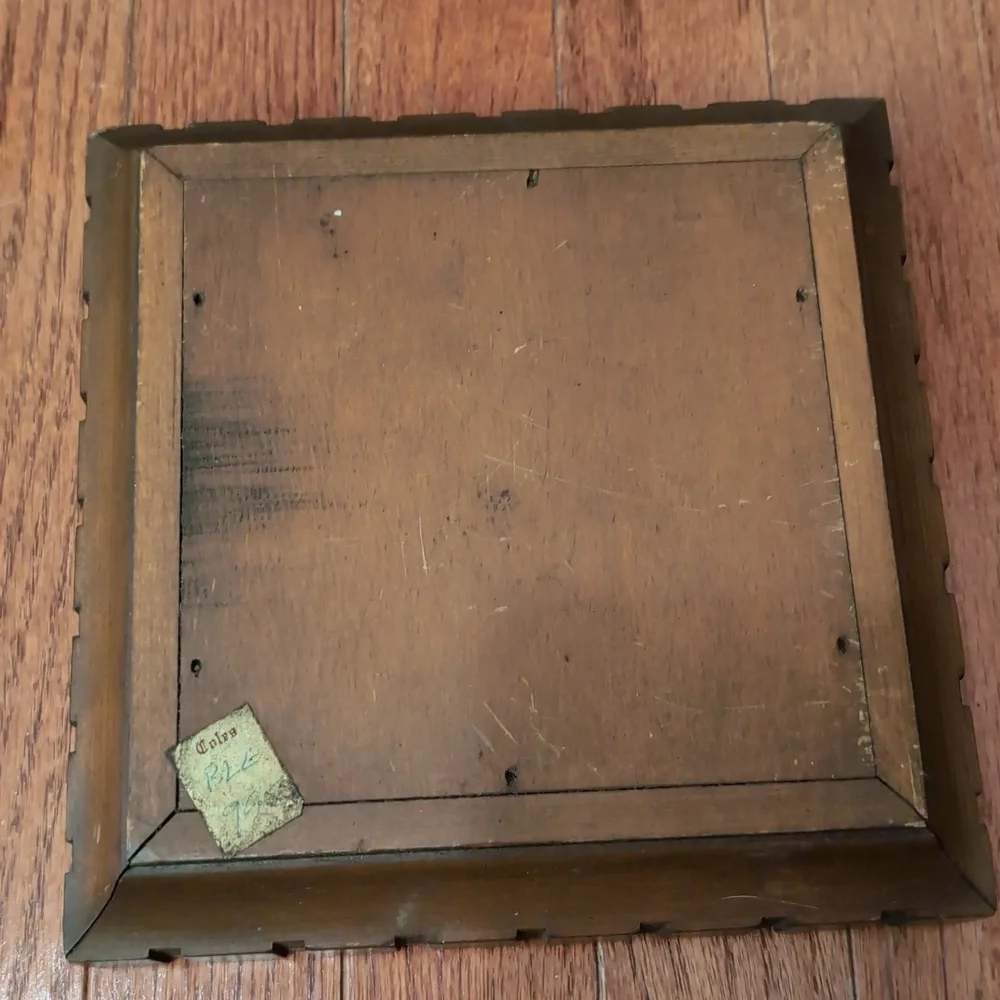 Vintage Brass Ashtray in Carved Wooden Box